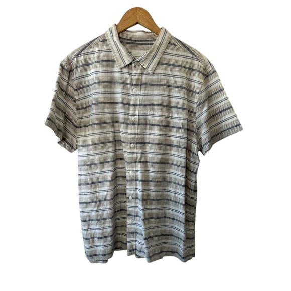 American Eagle Brown Stripe Short Sleeve Button Front Shirt Men's Size XL - Picture 1 of 5